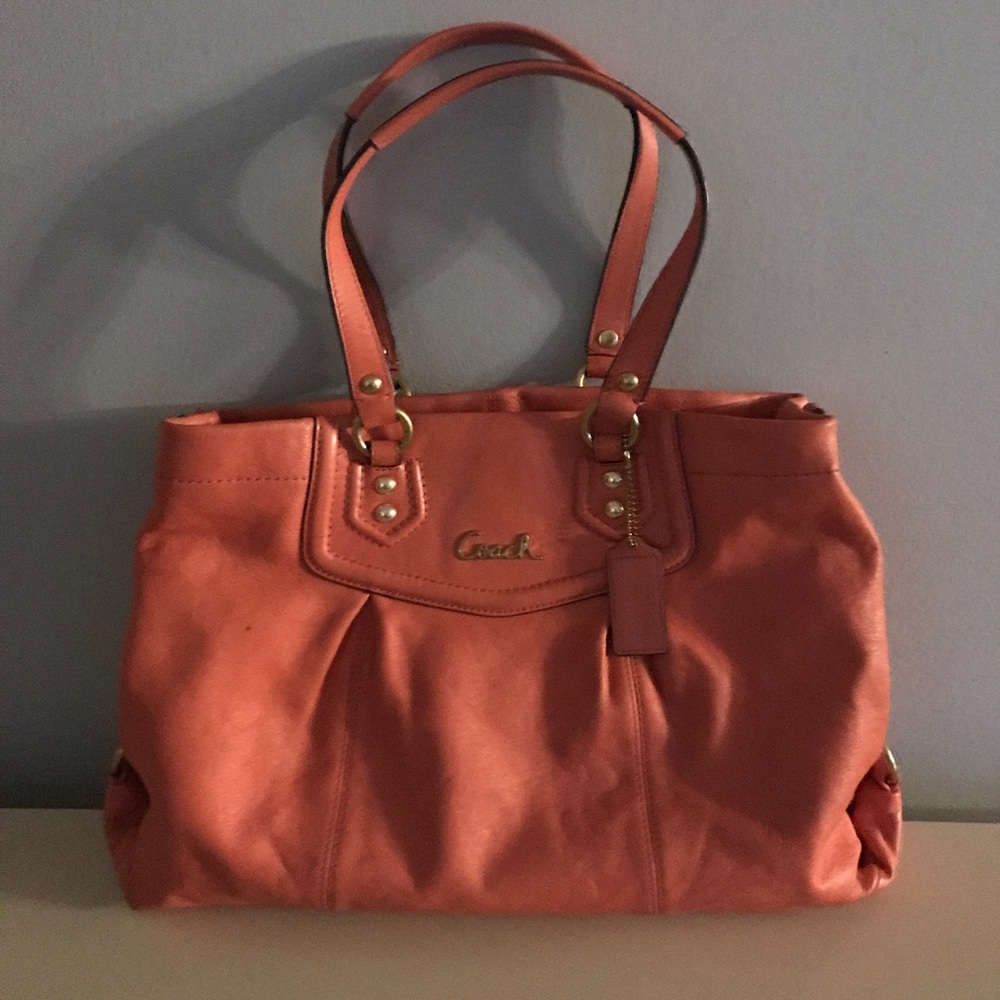 Authentic Coach Ashley satchel coral orange